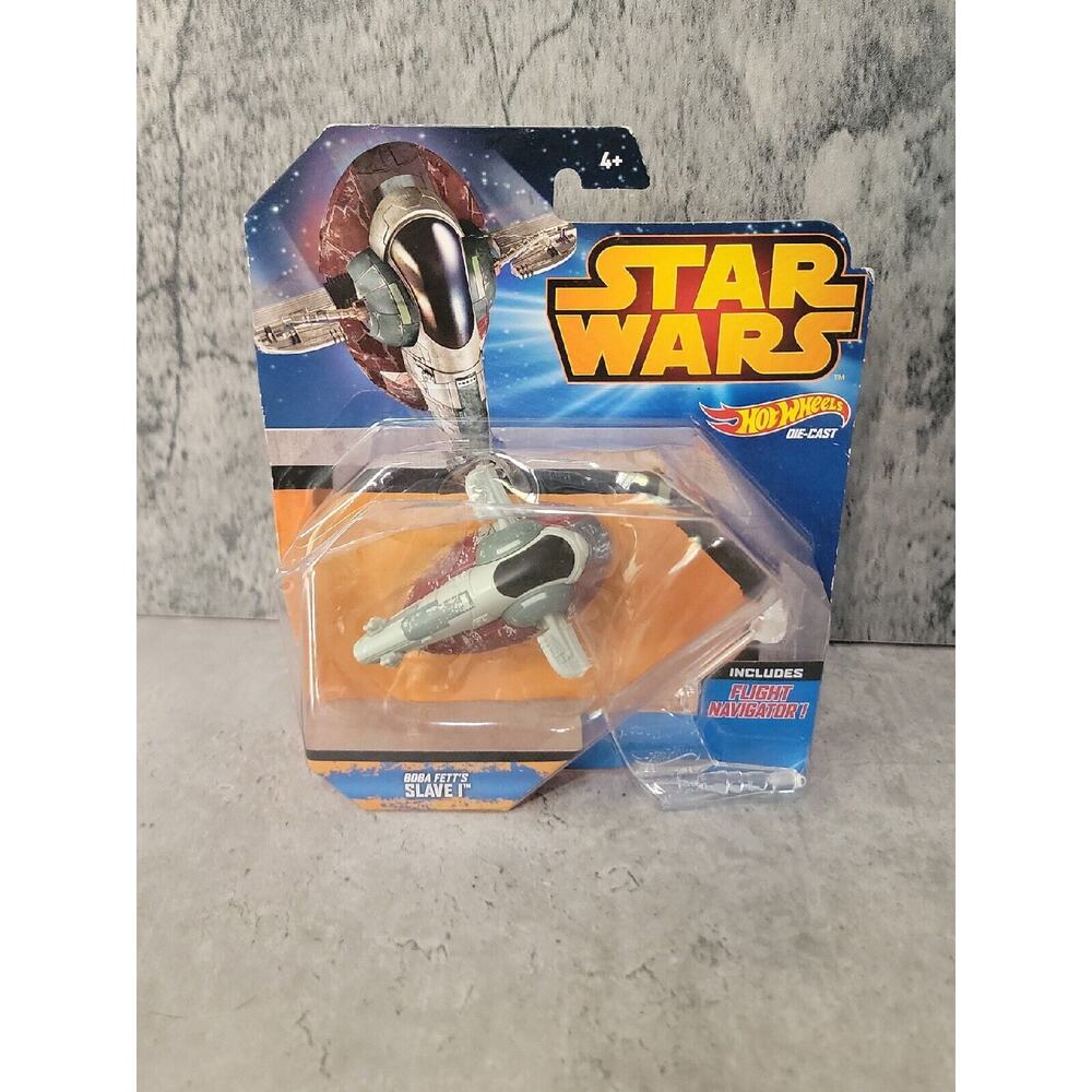 Star Wars Boba Fett Slave 1 Hot Wheels Die Cast Stand CKJ63 Rare 2014 Seated
